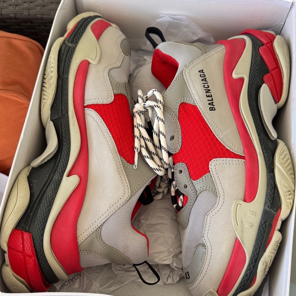 Balenciaga Red and Beige Sneakers